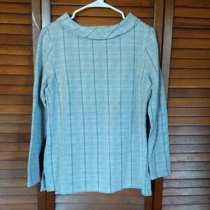 Talbots Gray Plaid Long Sleeve Top